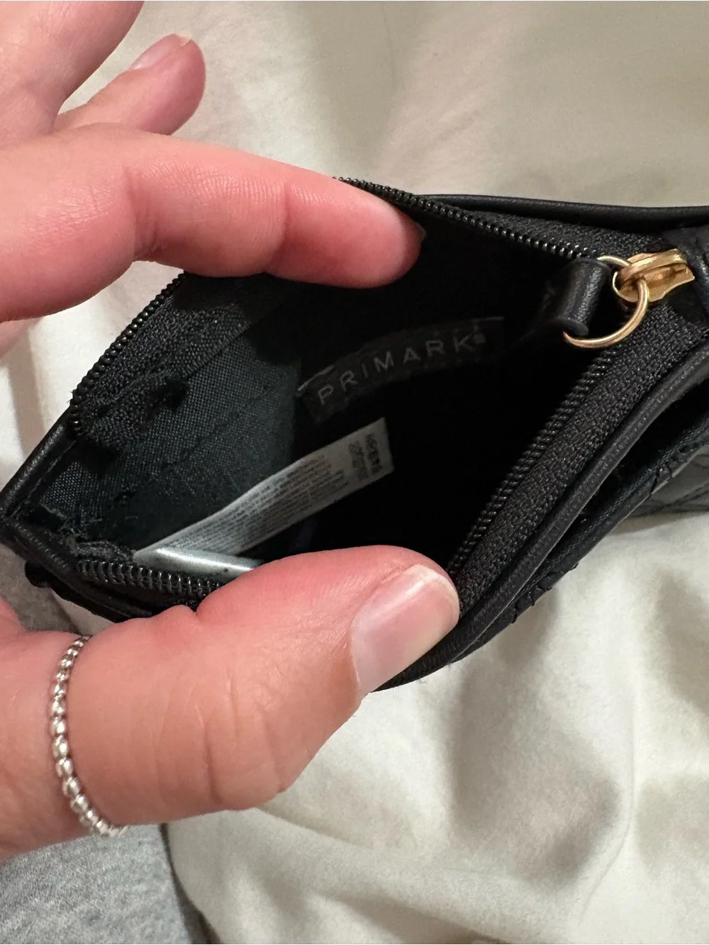 Primark Black Quilted Card & Key Holder with Gold 'M' Accent